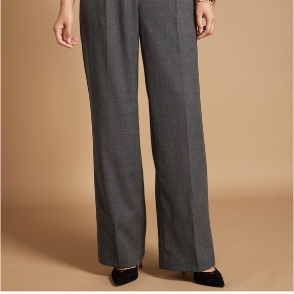 NWT Talbots Gray Italian Wool Wide Legs Dress Pants Women's 18 fully lined - Picture 2 of 11